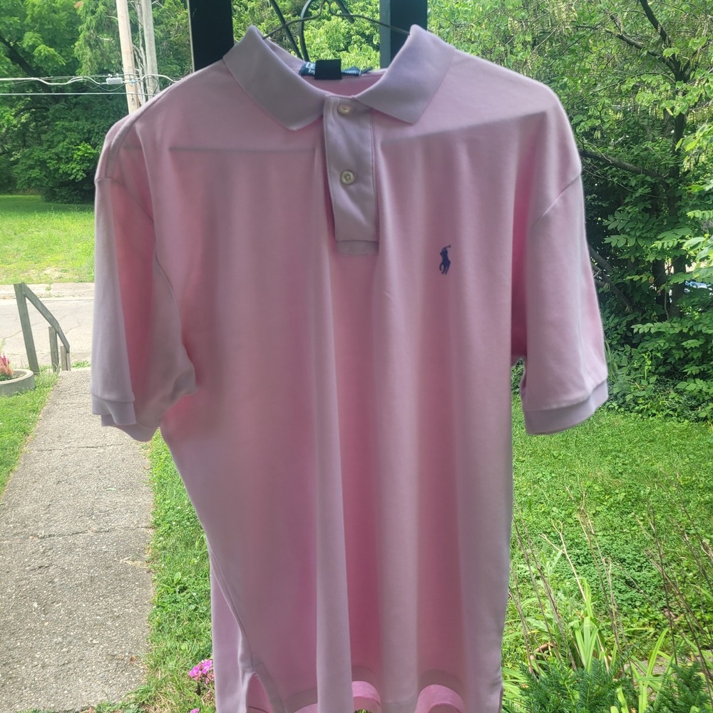 Polo Ralph Lauren Classic Fit Light Pink Polo Shirt Mens Casual Top